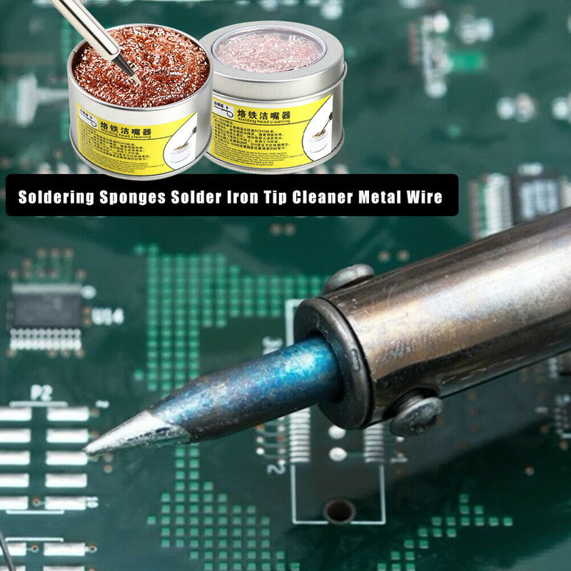 2pcs Metal Wire with Stand Set 599B Soldering Sponges Solder Iron Tip Cleaner