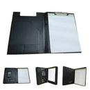 Foolscap/A4 Black PU Foldover Clipboard Paper Holder Pen Document Folder