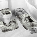 4Pcs Home Bathroom Decor Set Bathroom Wolf Pattern Toilet Seat Cover Bath M
