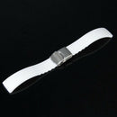 Waterproof Silicone Watch Strap Band Deployment Buckle 22mm---White N5M2