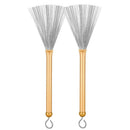 1Pair Rods Drum Sticks + Drum Wire Brushes With Portable Storage Bag Golden