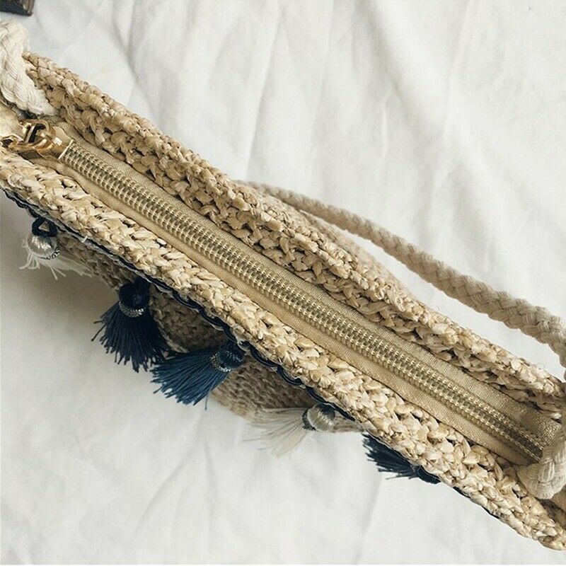Women Bag New Summer Pastoral Woven Tassel satchel BAG Fashion Personality  Y5B6