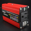 200W Car Power Inverter Dc 12V To Ac 220V Converter Dual Usb Charger Adapte