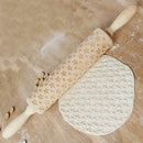 Wood Embossing Engraved Stars Rolling Pin Stencil for DIY Baking Cookies