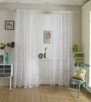 Flocking Peony Sheer Curtain Panel Window Tulle Divider White 100*200cm