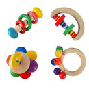 4pcs Wooden Hand Ring Bell Baby Kid Bed Rattles Musical Education Gift Toys A