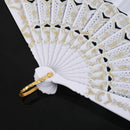 Chinese Dance Party Wedding Lace Flower Folding Hand Held Flower Fan (white F5R6