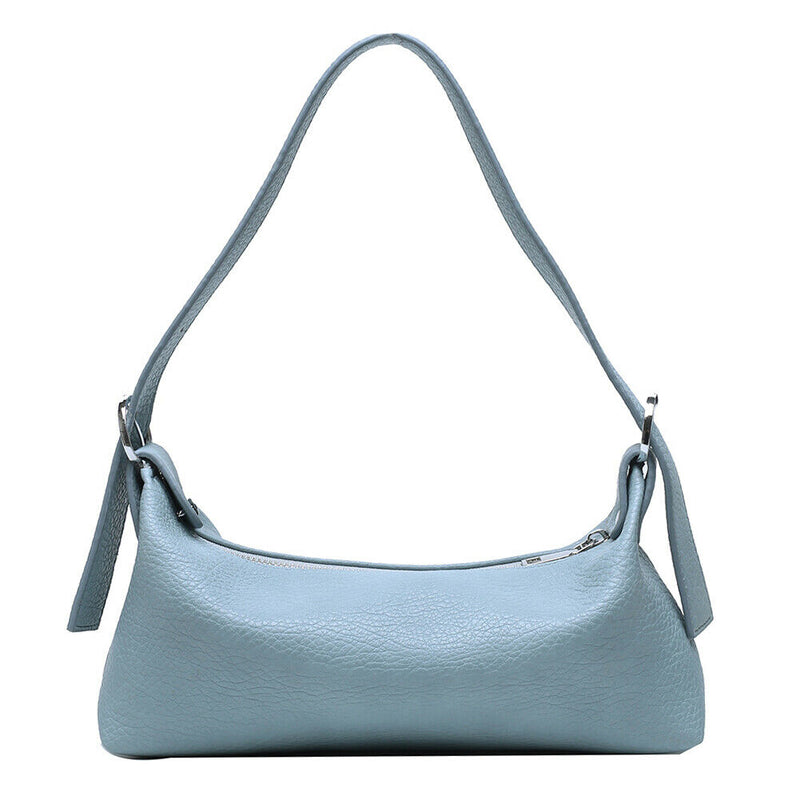 Elegant Women Solid Hobo Shoulder Bag Leather Armpit Sling Handbags (Blue) A