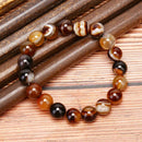 Fashion Men Women Natural Stone Agates Bangle Elastic Bracelet Jewelry Gift@