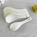 White Soup Spoons Simple Style Porcelain Ceramics Spoon Tableware 4 PCS