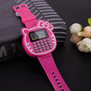Children Silicone Date Multi-Purpose Kids Calculator Wrist Watch Rosered A