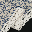 Retro Blue and White Table Cloth with Lace Cotton & Linen Print Chinese Sty T8V8