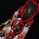 Red Dream Catcher Net with Feather Bead Wall Hanging Decoration Car Ornamen FT