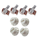 Set of 4 (4X)  A25K  B25K Short Split Shaft Audio Taper Guitar Tone