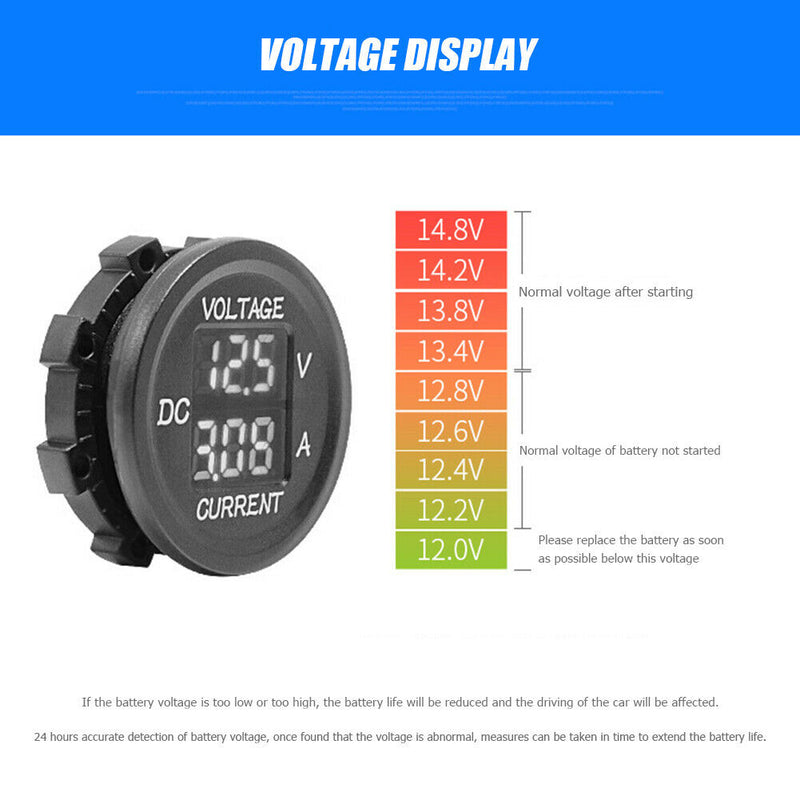 D6 Digital Voltmeter Ammeter Volt Current Panel Meter for Car Truck (Green)