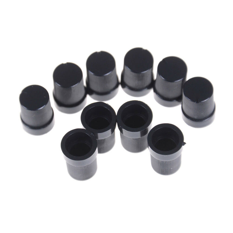 10 Pcs Black Plastic Potentiometer Rotary Control Knobs Caps for 6mm Dia Shaf Nw