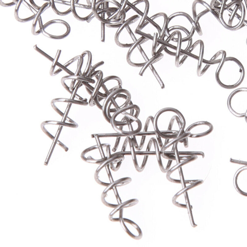 100pcs Soft Bait Lure Spring Lock Pin Crank Hook Connect Fixed Latch Fish