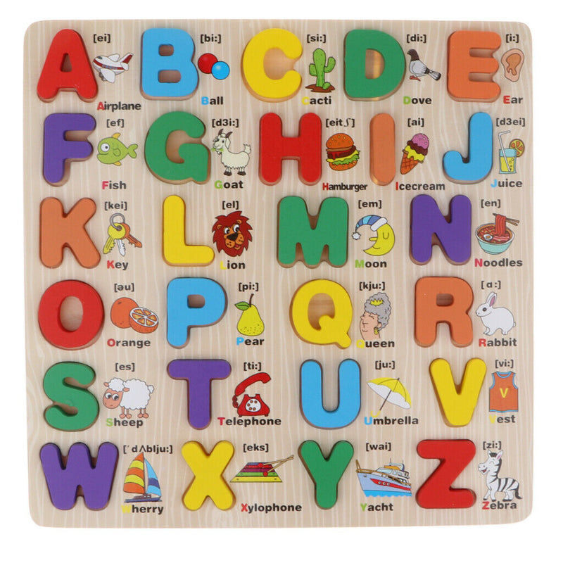 Alphabet ABC Animal Kids Educational Toys Wooden Jigsaw Child Letter Puzzle