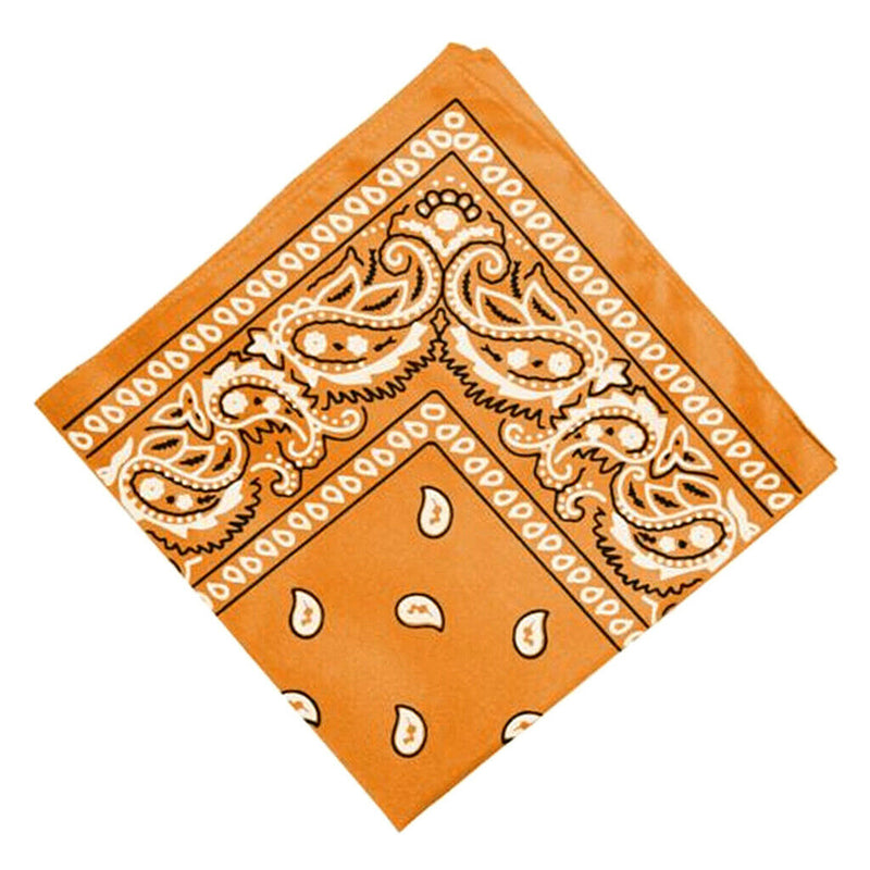 Novelty Double Sided Paisley Print Cowboy Bandana Head Wrap Wristband Orange