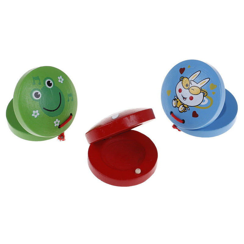 New children musical percussion instrument xmas gift cartoon wooden castanet  Hn