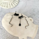 Personality Abstract Asymmetric Hollow Face Outline Stud Drop Earrings Jewelry
