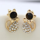1Pair Women Fashion Earrings Elegant Cat Crystal Rhinestone Ear Stud Earrings ME