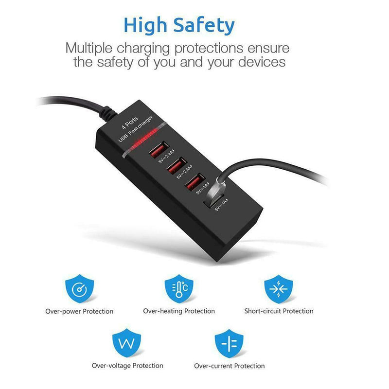B38 4USB Travel Mobile Phone Charger 5V 3A Smart Charging Head (EU Plug)