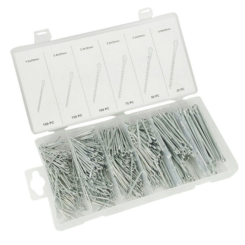 555pcs Cotter Pin Assortment Kit Case Steel Clip Key Large Pro Shop Set