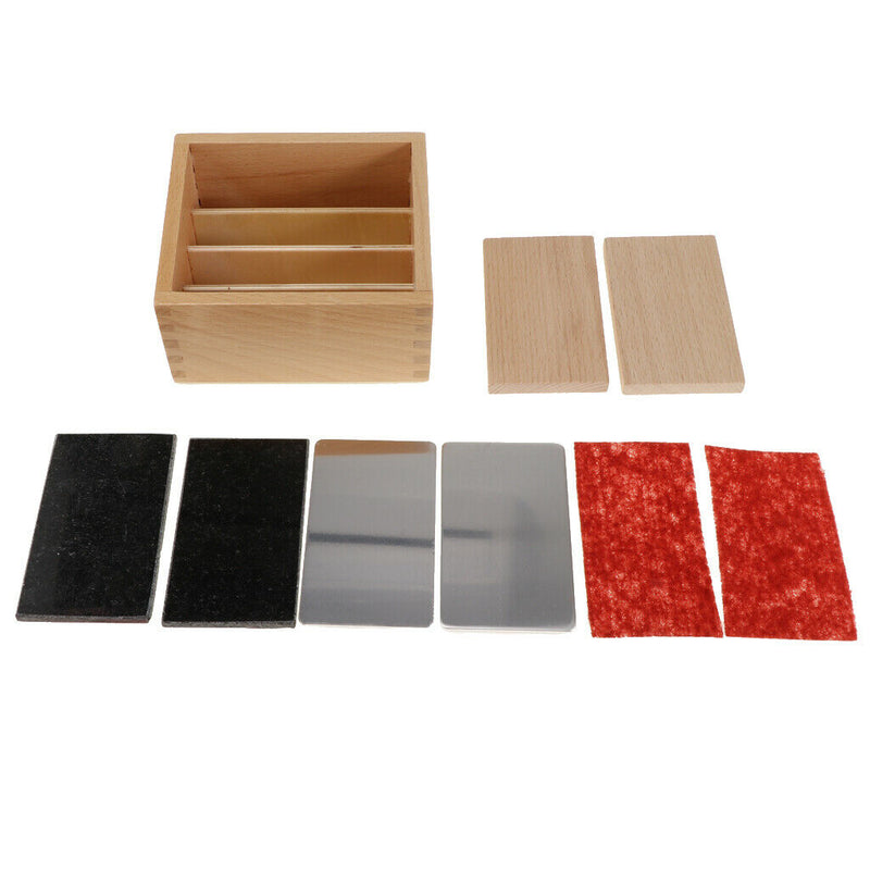 Montessori Rial Material Thermic Tactile Sense Tablets In Wooden Box 12x12x7cm