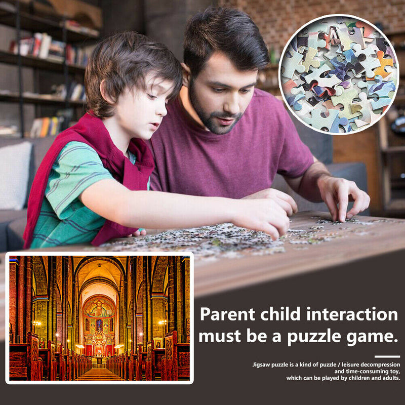 1000pcs DIY Church Interior Paper Puzzle Stress Relief Toys Handmade Gifts