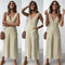 Fashion Women Striped Jumpsuit Backless Sleeveless Deep V Neck Button Jumps M2X6