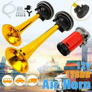 178DB 12V Super-Loud Blue Air Horn Dual Trumpet Compressor Truck Train Car J0D0