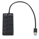 4Port USB 3.0 Hub 5Gbps High Speed On/Off Switches AC Power Adapter For PC Hn