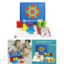 Wooden Pattern Blocks -155Wood Pieces Multicolored Tangrams for Kids Ages 3 and