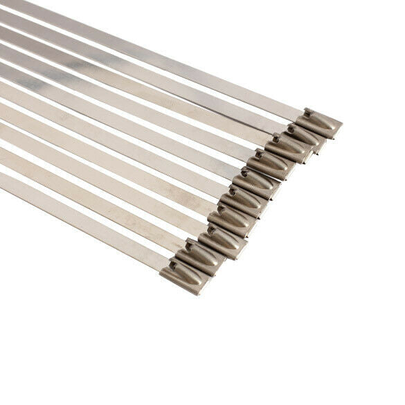 100PCS 4.6x150mm Stainless Steel Exhaust Wrap Coated Locking Cable Zip Ties
