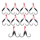 10Pcs Carbon Steel Fishing Dual Assist Hook with PE Line with Shrink Tube