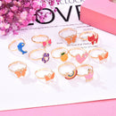 20x Girl Kids Child Cute Cartoon Adjustable Rings Crystal Ring Jewelry Wholesale