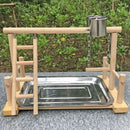 Parrot Wood Stand Activity Center Ladder Swing Tray Cup Perch Bird Play Rac