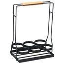 6 Bottle Wine Caddy Sturdy Black Coated Frame Protects Bottles.Real Natural K2K5