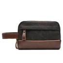 Toiletry Beauty Case Bag Leather Trim Canvas Shaving Dopp Case Neceser Trav