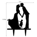 Novelty Bride & Groom Silhouette with Kid Acrylic Wedding Cake Topper
