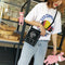 Canvas Women Shoulder Crossbody Bag Cartoon Printed Daily Handbag (Black) A