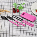 Portable Travel Set ABS Plastic Tableware 3 Piece Set Folding Combination