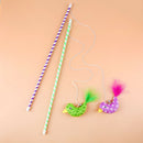 2pcs Cat Toys Interactive With Bells Elastic Rod Cat Plush Chick Toys