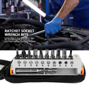 12 in 1 1/4" Rapid Ratchet Socket Wrench & Screwdriver Bit Set Repair Tool Kit