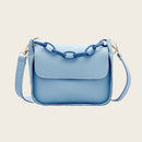 Solid PU Shoulder Bag Women Acrylic Chain Crossbody Small Handbag (Blue)