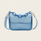 Solid PU Shoulder Bag Women Acrylic Chain Crossbody Small Handbag (Blue)