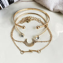 4pcs Creative Open Cuff Bangles Metal Moon Bracelet for Women Jewelry Gift