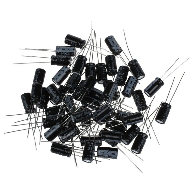 50 Pcs 220uF 16V Aluminum Electrolytic Capacitor Radial 12.5 x 6mm R7F9