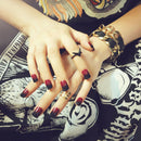 24pcs/pack black&red french false nails nail art design nail tips with glue-y